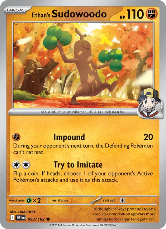 Ethan's Sudowoodo 093/182  - Reverse Holofoil SV10 Destined Rivals - Common