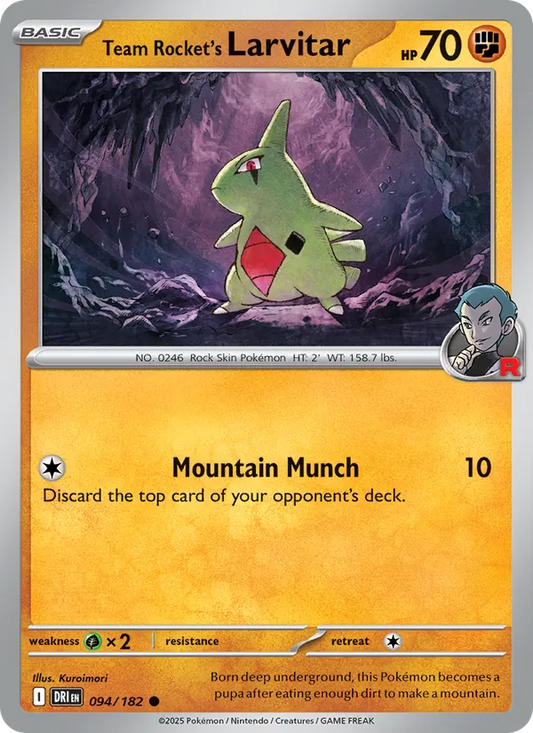 Team Rocket's Larvitar 094/182  - Reverse Holofoil SV10 Destined Rivals - Common