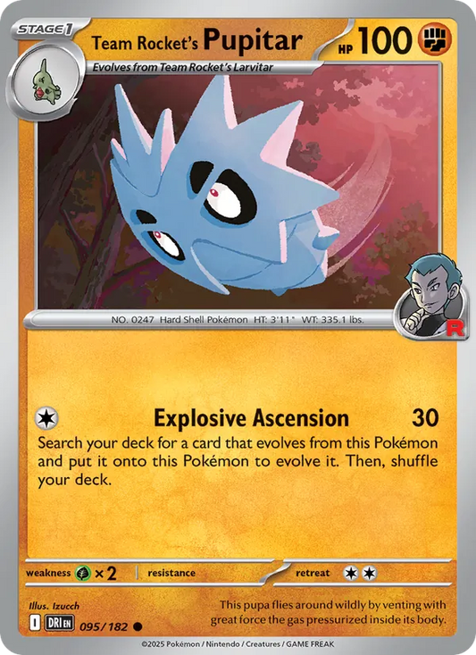Team Rocket's Pupitar 095/182  - Reverse Holofoil SV10 Destined Rivals - Common