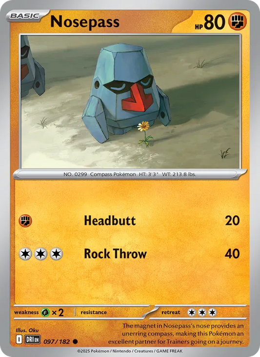 Nosepass 097/182  - Reverse Holofoil SV10 Destined Rivals - Common