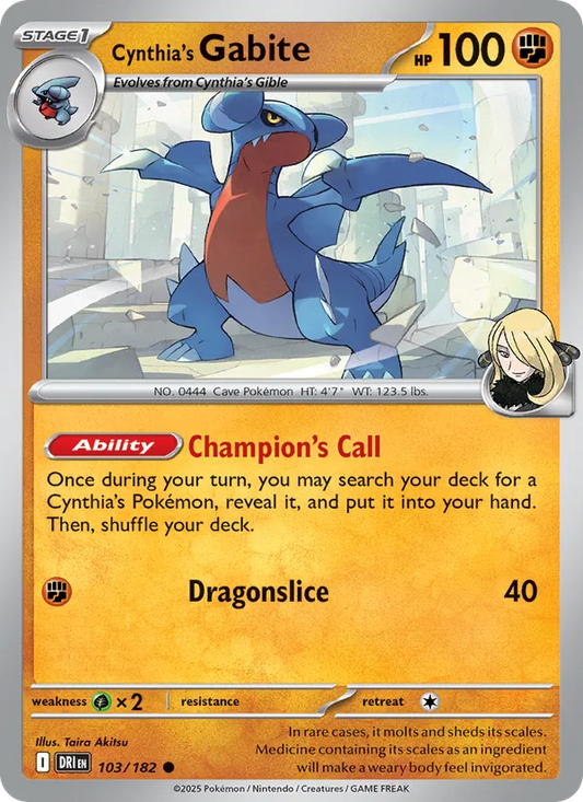 Cynthia's Gabite 103/182  - Reverse Holofoil SV10 Destined Rivals - Common