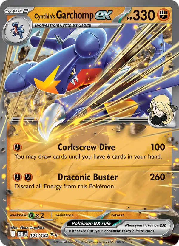 Cynthia's Garchomp ex 104/182  - Holofoil SV10 Destined Rivals - Double Rare