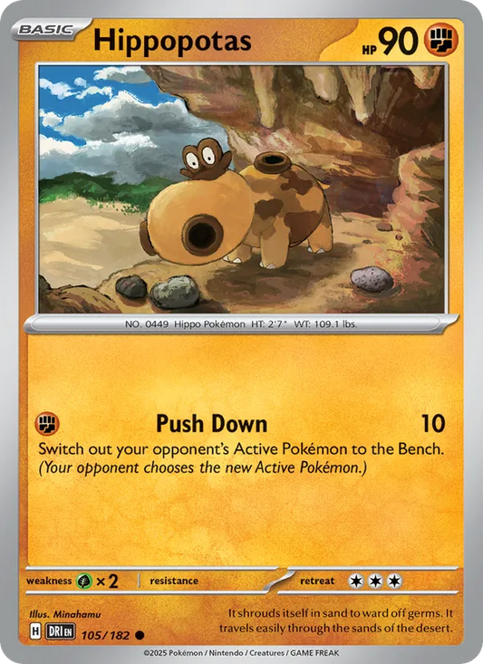 Hippopotas 105/182  - Reverse Holofoil SV10 Destined Rivals - Common