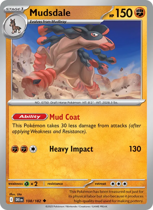 Mudsdale 108/182  - Reverse Holofoil SV10 Destined Rivals - Uncommon