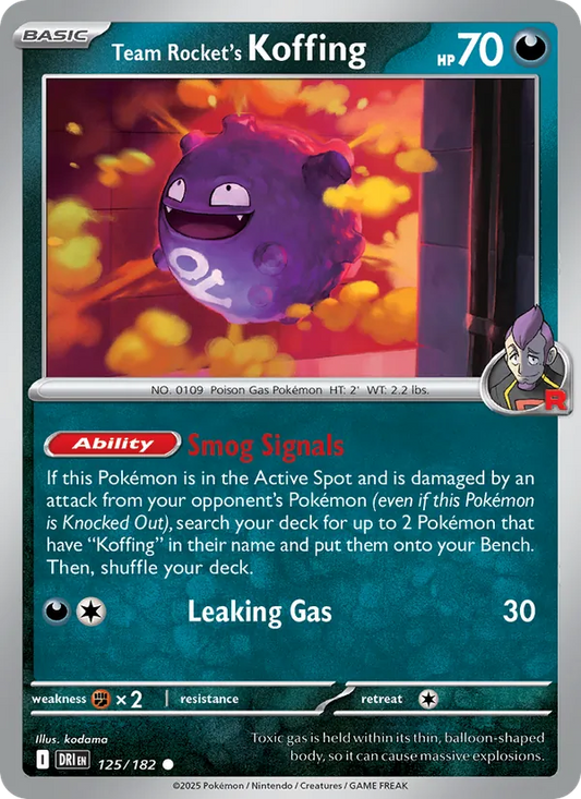 Team Rocket's Koffing 125/182  - Reverse Holofoil SV10 Destined Rivals - Common