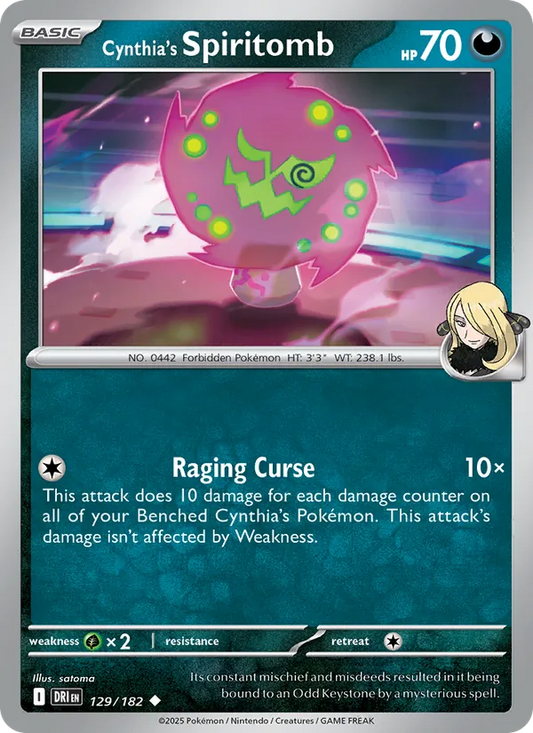 Cynthia's Spiritomb 129/182  - Reverse Holofoil SV10 Destined Rivals - Uncommon