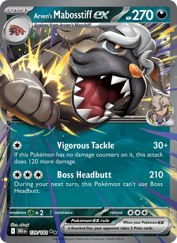 Arven's Mabosstiff ex 139/182  - Holofoil SV10 Destined Rivals - Double Rare