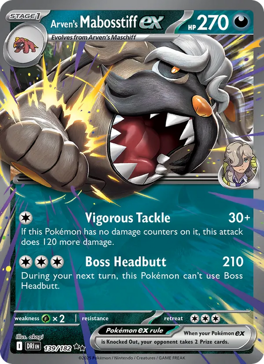 Arven's Mabosstiff ex 139/182  - Holofoil SV10 Destined Rivals - Double Rare