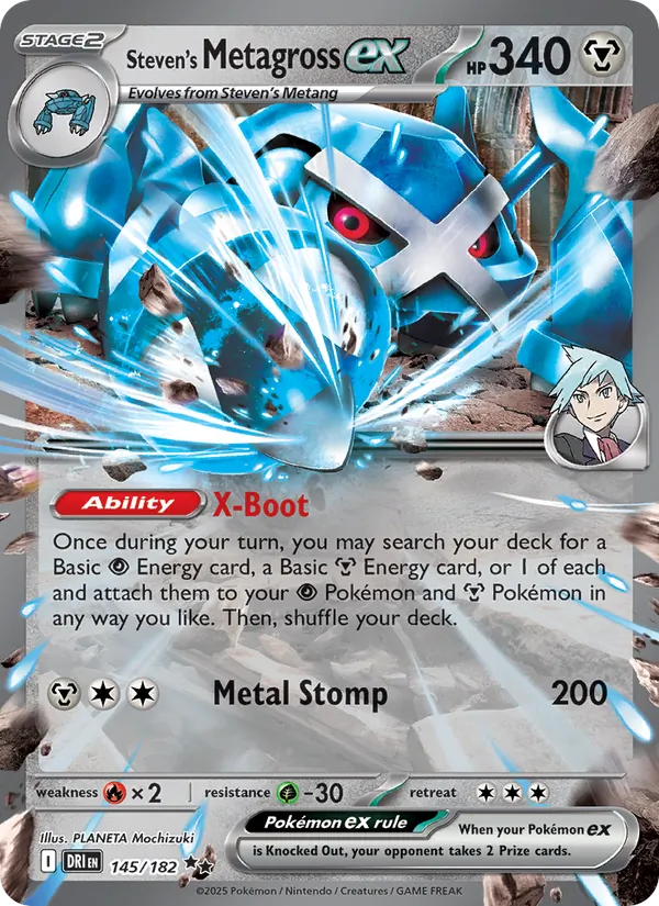 Steven's Metagross ex 145/182  - Holofoil SV10 Destined Rivals - Double Rare