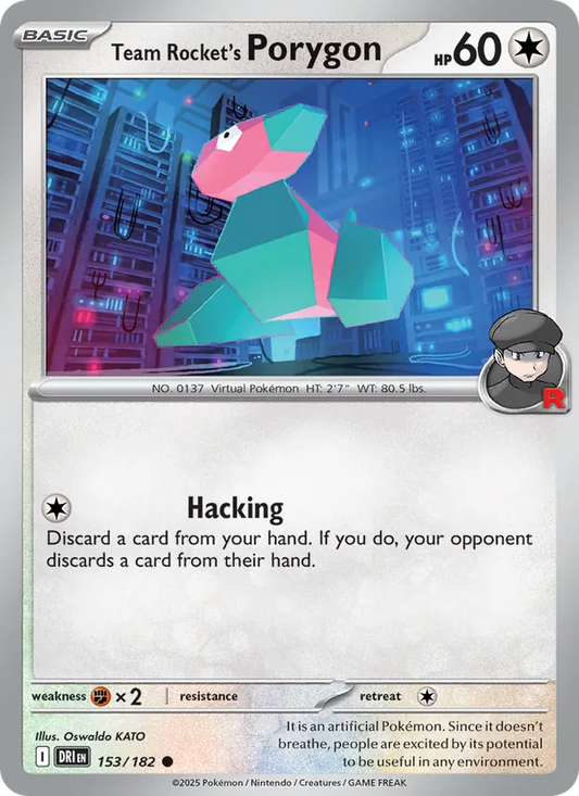 Team Rocket's Porygon 153/182  - Reverse Holofoil SV10 Destined Rivals - Common