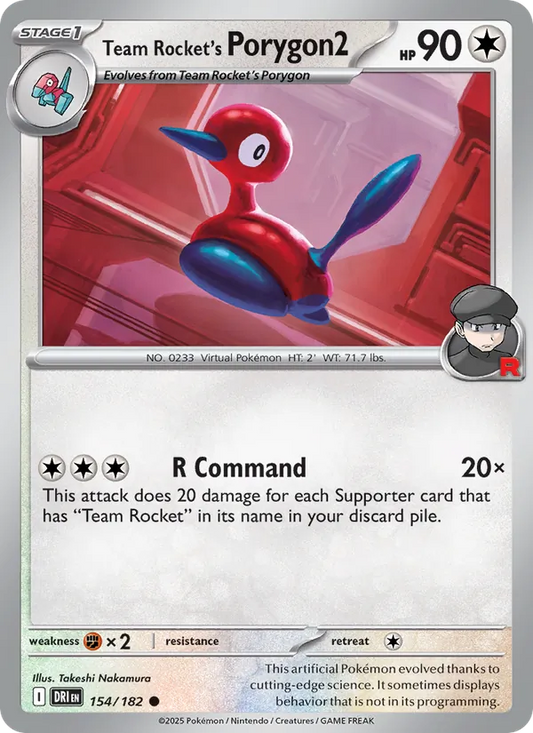 Team Rocket's Porygon2 154/182  - Reverse Holofoil SV10 Destined Rivals - Common