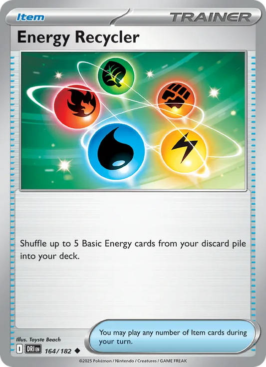 Energy Recycler 164/182  - Reverse Holofoil SV10 Destined Rivals - Uncommon