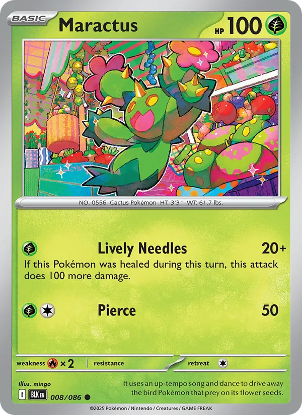 Maractus 008/086  - Reverse Holofoil SV Black Bolt - Common