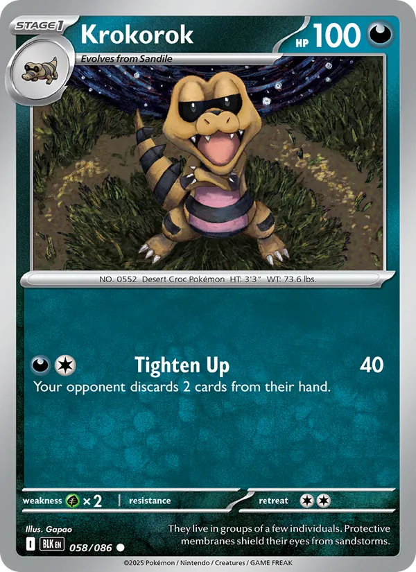 Krokorok 058/086  - Reverse Holofoil SV Black Bolt - Common