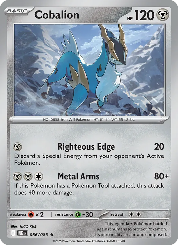 Cobalion 066/086  - Reverse Holofoil SV Black Bolt - Rare