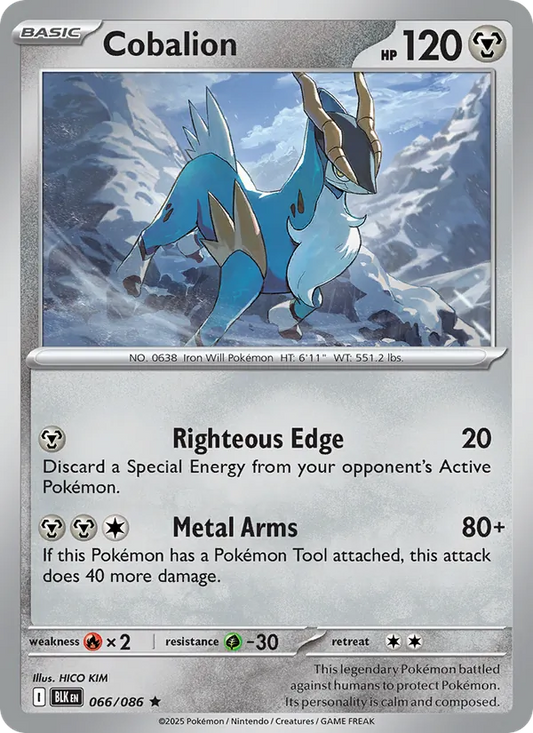 Cobalion 066/086  - Reverse Holofoil SV Black Bolt - Rare