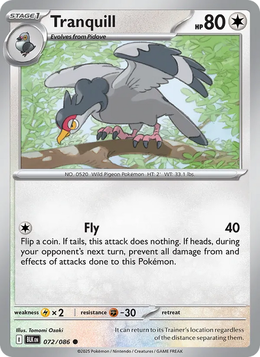 Tranquill 072/086  - Reverse Holofoil SV Black Bolt - Common