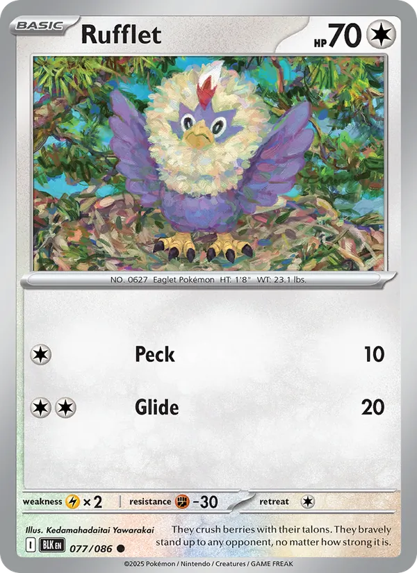 Rufflet 077/086  - Reverse Holofoil SV Black Bolt - Common