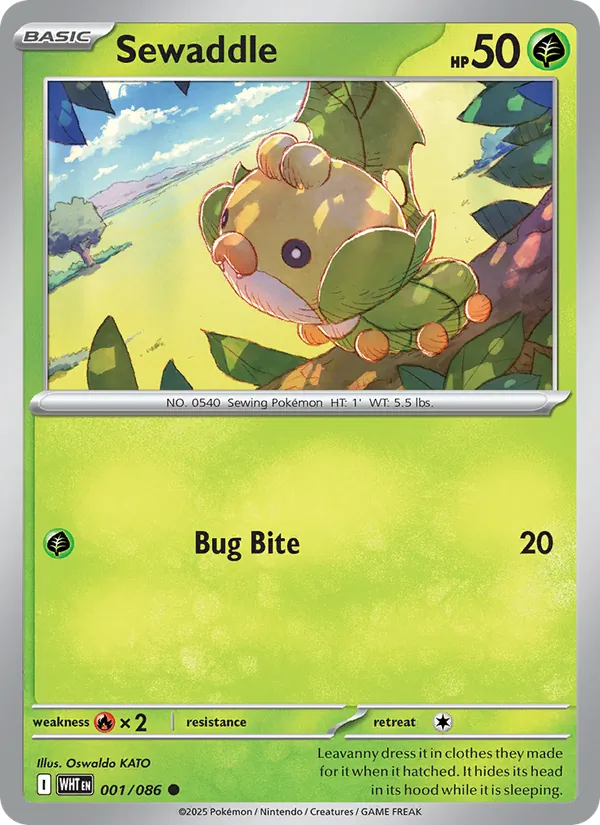Sewaddle 001/086  - Reverse Holofoil SV White Flare - Common