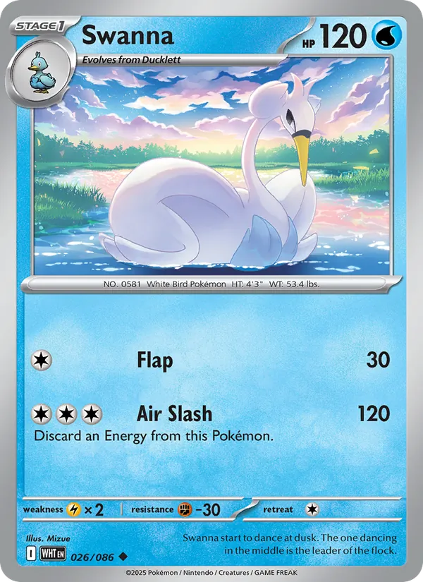 Swanna 026/086  - Reverse Holofoil SV White Flare - Uncommon