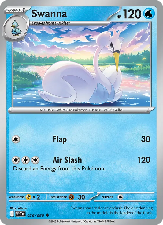 Swanna 026/086  - Reverse Holofoil SV White Flare - Uncommon