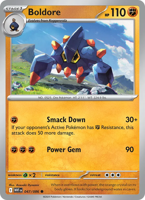 Boldore 047/086  - Reverse Holofoil SV White Flare - Common