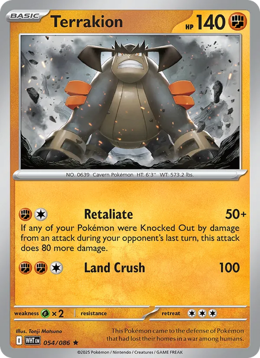 Terrakion 054/086  - Reverse Holofoil SV White Flare - Rare