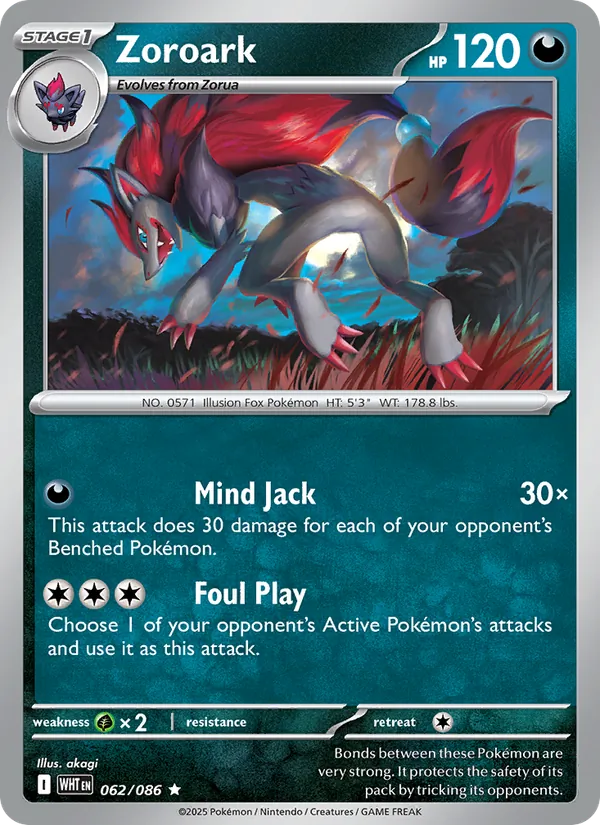Zoroark 062/086  - Holofoil SV White Flare - Rare