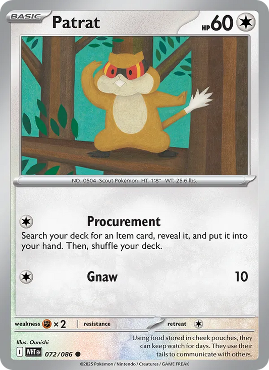 Patrat 072/086  - Reverse Holofoil SV White Flare - Common