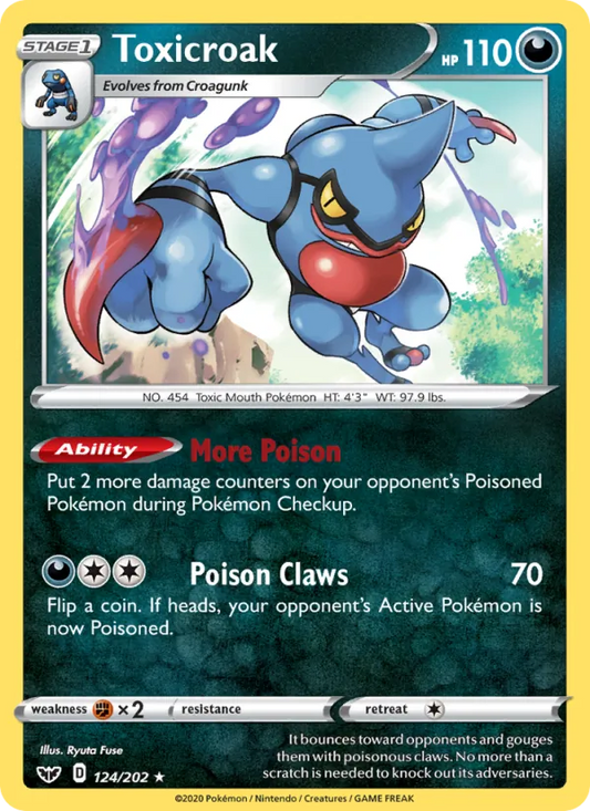 Toxicroak 124/202  - Holofoil SWSH01 Sword & Shield Base Set - Holo Rare