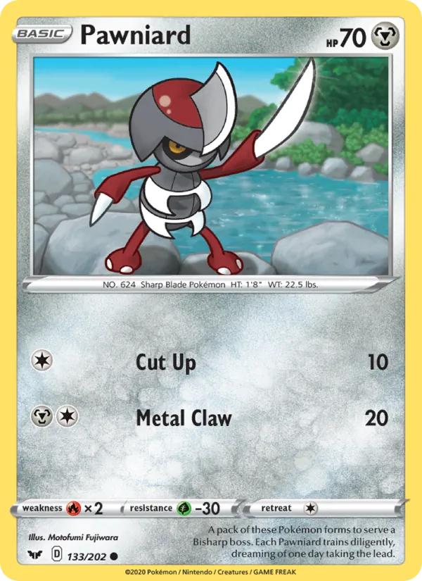 Pawniard 133/202  - Reverse Holofoil SWSH01 Sword & Shield Base Set - Common