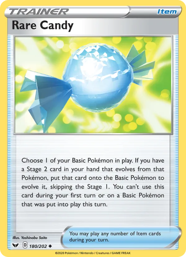 Rare Candy 180/202  - Reverse Holofoil SWSH01 Sword & Shield Base Set - Uncommon