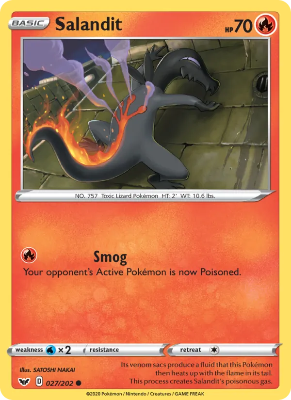 Salandit 27/202  - Reverse Holofoil SWSH01 Sword & Shield Base Set - Common
