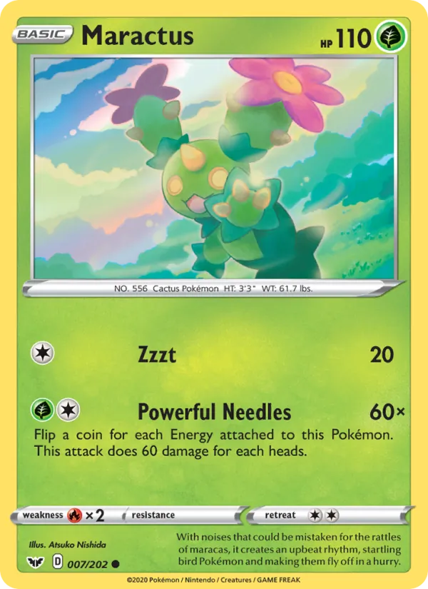 Maractus 7/202  - Reverse Holofoil SWSH01 Sword & Shield Base Set - Common