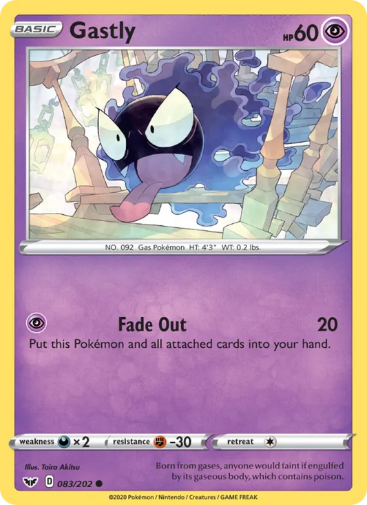 Gastly 83/202  - Reverse Holofoil SWSH01 Sword & Shield Base Set - Common