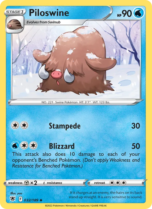 Piloswine 032/189  - Reverse Holofoil SWSH10 Astral Radiance - Uncommon