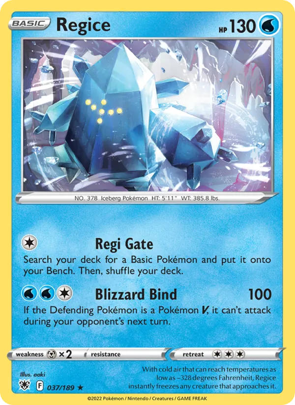 Regice 037/189  - Reverse Holofoil SWSH10 Astral Radiance - Rare
