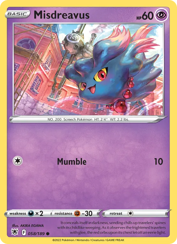 Misdreavus 058/189  - Reverse Holofoil SWSH10 Astral Radiance - Common