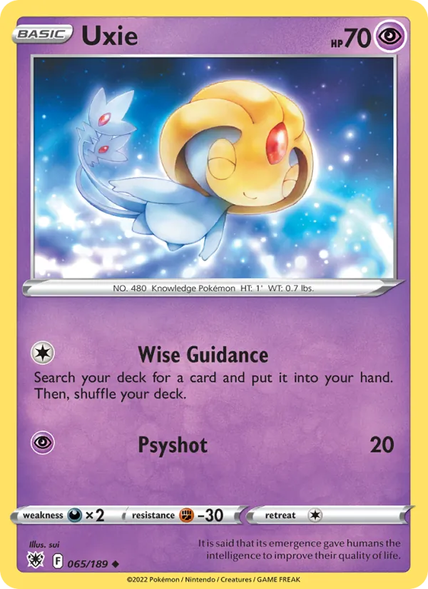 Uxie 065/189  - Reverse Holofoil SWSH10 Astral Radiance - Uncommon
