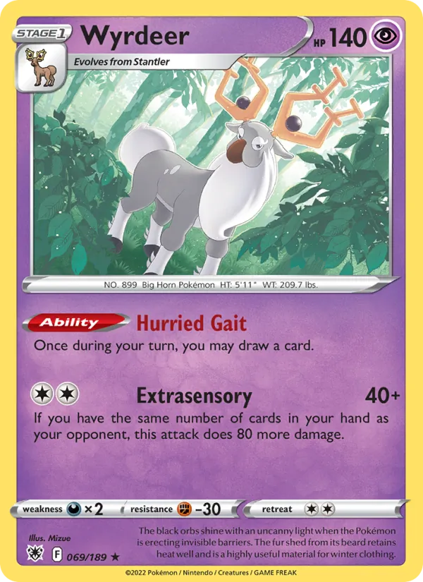 Wyrdeer 069/189  - Reverse Holofoil SWSH10 Astral Radiance - Holo Rare