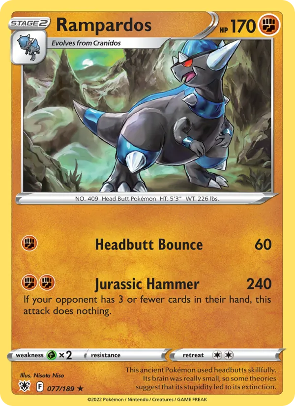 Rampardos 077/189  - Holofoil SWSH10 Astral Radiance - Holo Rare