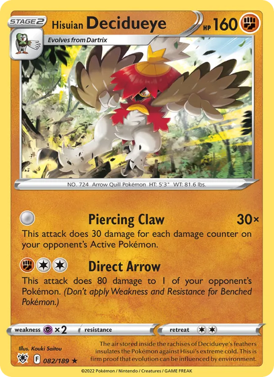 Hisuian Decidueye 082/189  - Holofoil SWSH10 Astral Radiance - Holo Rare