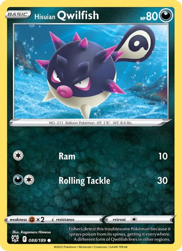 Hisuian Qwilfish 088/189  - Reverse Holofoil SWSH10 Astral Radiance - Common