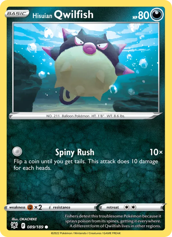 Hisuian Qwilfish 089/189  - Reverse Holofoil SWSH10 Astral Radiance - Common