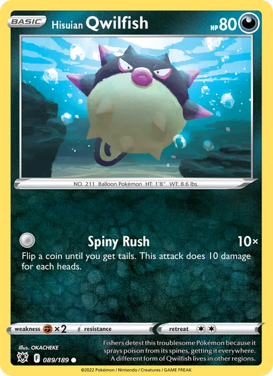 Hisuian Qwilfish 089/189  - Reverse Holofoil SWSH10 Astral Radiance - Common