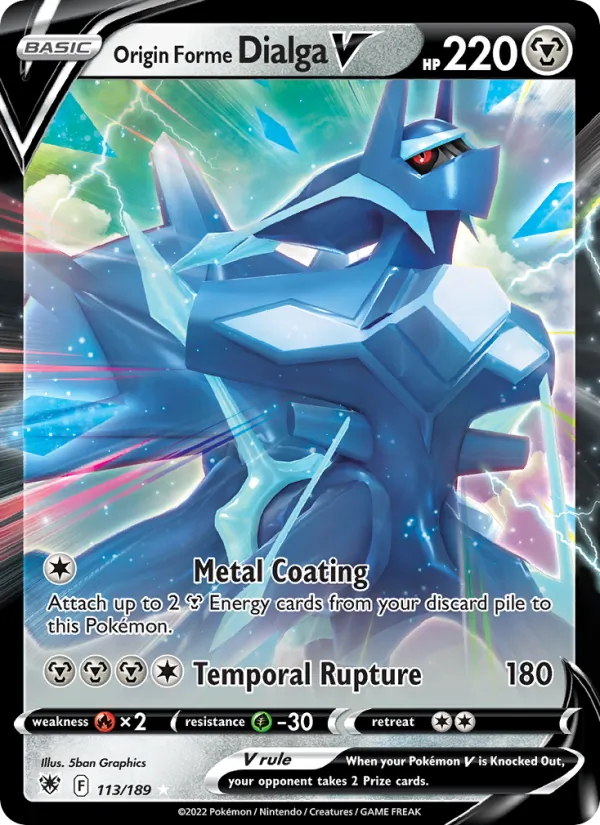 Origin Forme Dialga V 113/189  - Holofoil SWSH10 Astral Radiance - Holo Rare V