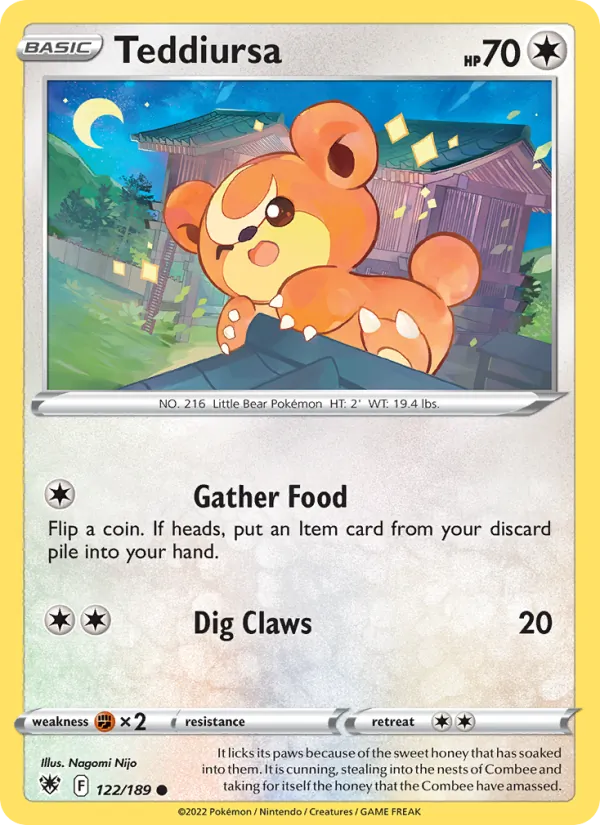 Teddiursa 122/189  - Reverse Holofoil SWSH10 Astral Radiance - Common