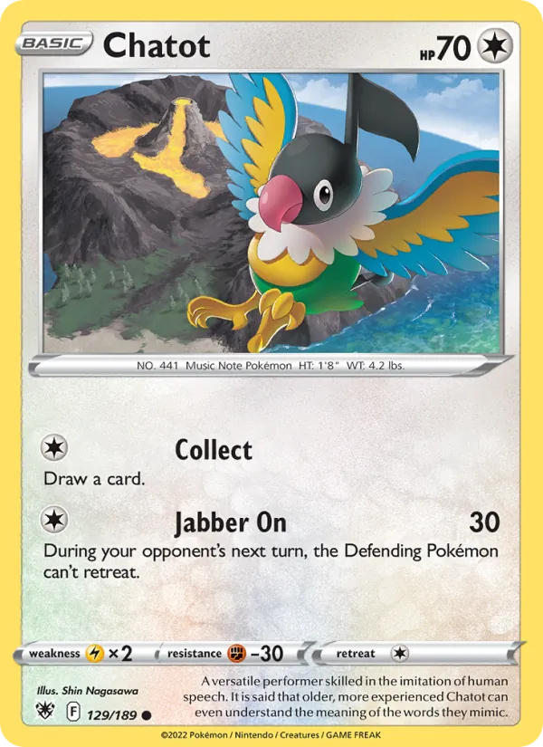 Chatot 129/189  - Reverse Holofoil SWSH10 Astral Radiance - Common