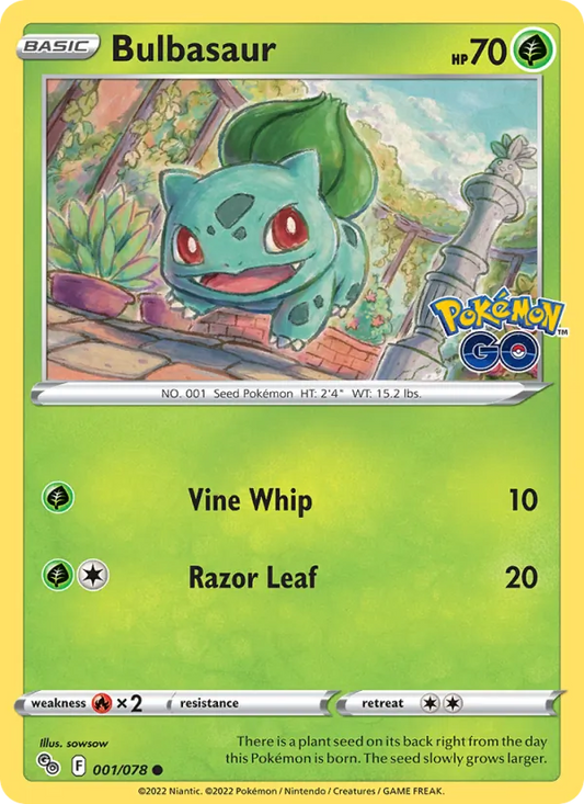Bulbasaur 001/078  - Reverse Holofoil Pokemon GO - Common