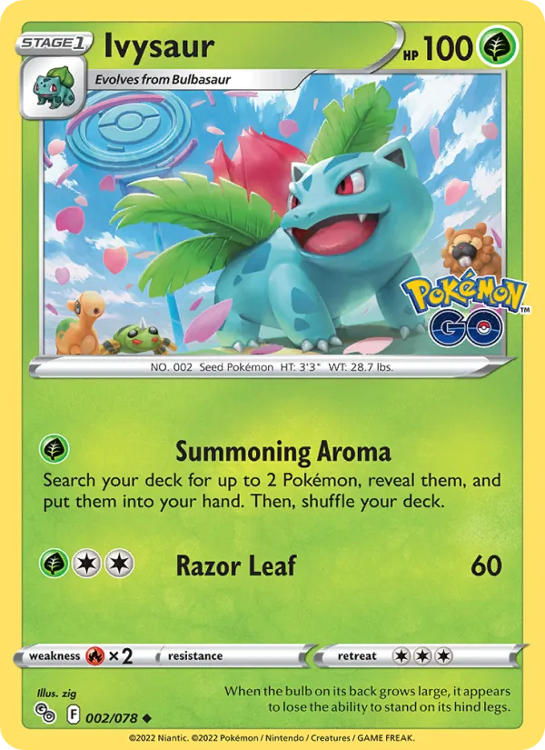 Ivysaur 002/078  - Reverse Holofoil Pokemon GO - Uncommon